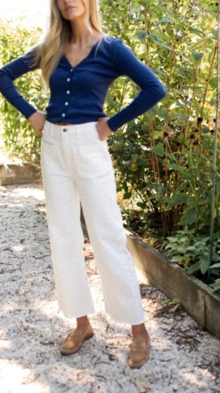 Marea by Liz Joy Haven High Rise Wide Leg Jean in White Women's Sz. 30